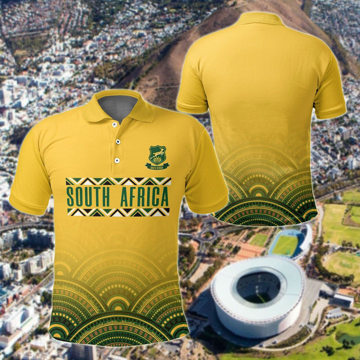 AIO Pride - South Africa Circle Mandala Yellow Unisex Adult Polo Shirt