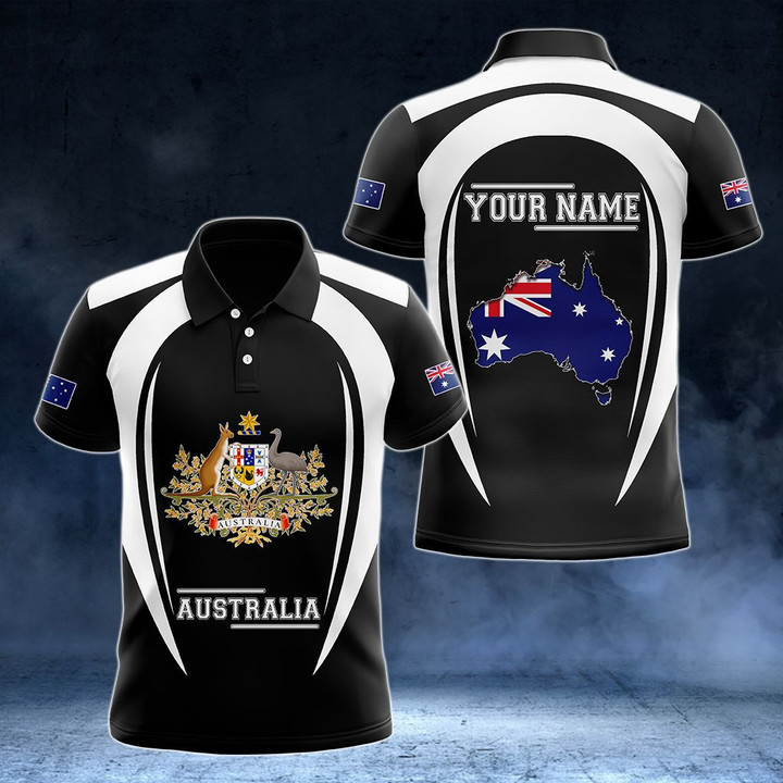 AIO Pride - Customize Australia Map & Coat Of Arms 3D Style Unisex Adult Polo Shirt
