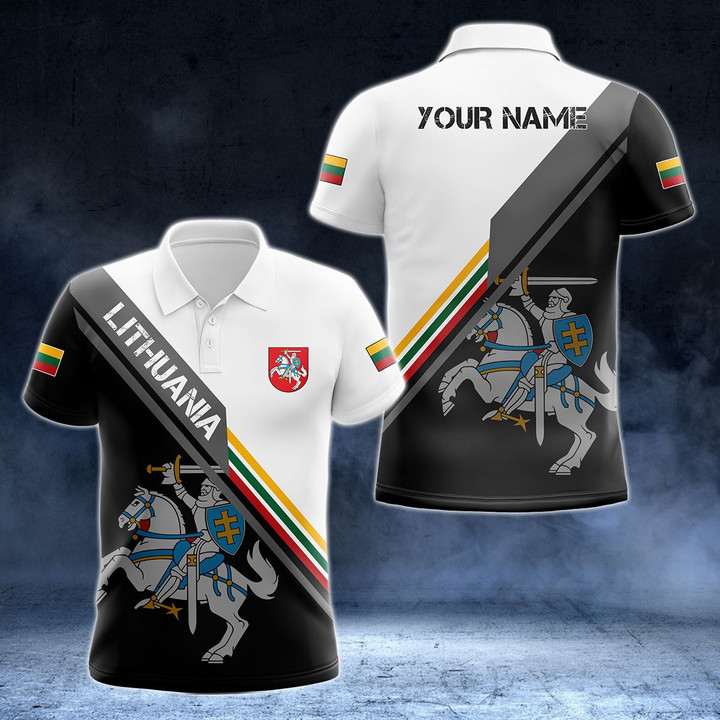 AIO Pride - Custom Name Lithuania Line New Version Unisex Adult Polo Shirt