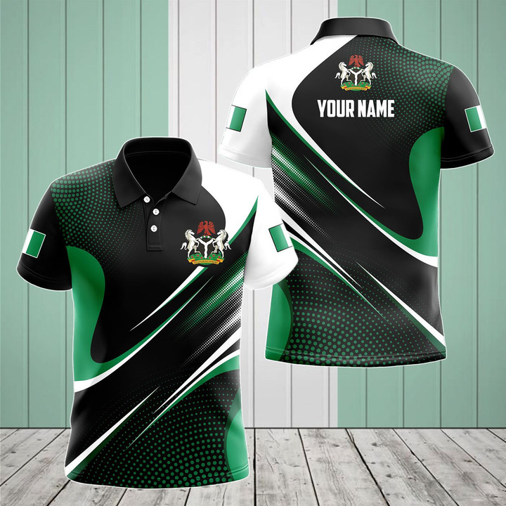 AIO Pride - Customize Nigeria Coat Of Arms Sport Dot Pattern Unisex Adult Polo Shirt