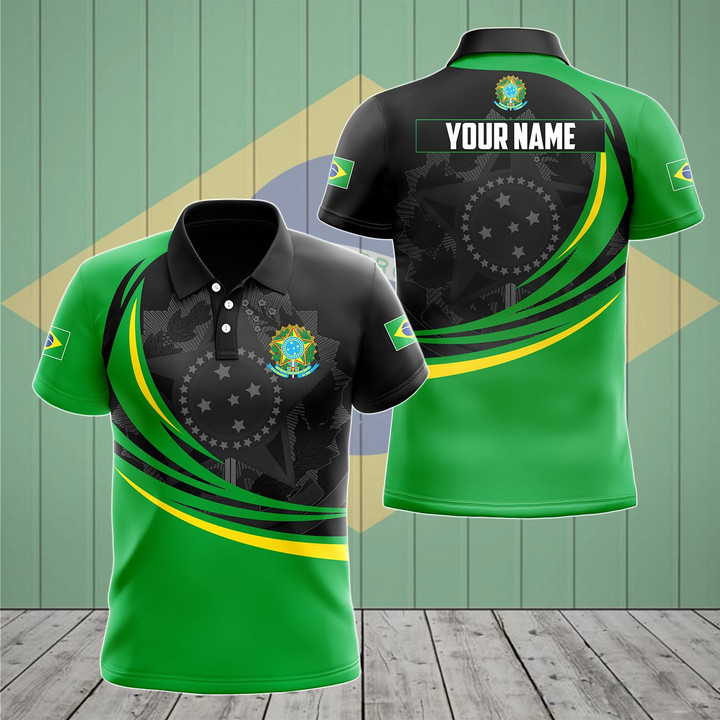 AIO Pride - Customize Brazil Coat Of Arms Whirlpool Design Unisex Adult Polo Shirt