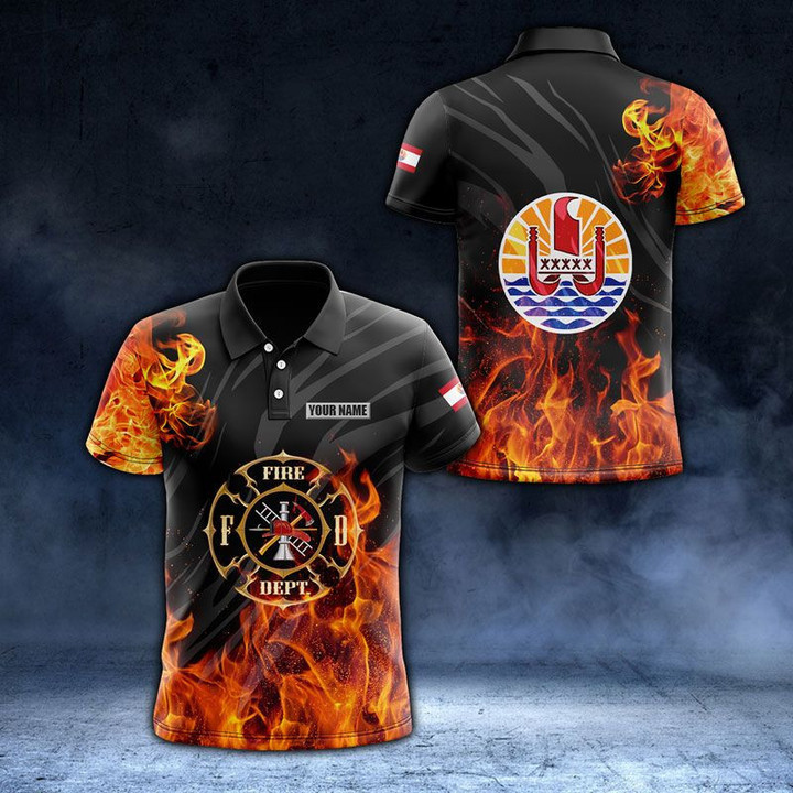 AIO Pride - The French Polynesia Fire Deffend Coat Of Arms 3D Unisex Adult Polo Shirt