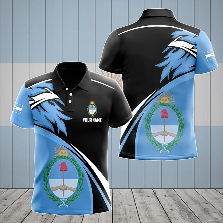 AIO Pride - Customize Argentina Coat Of Arms Fire Unisex Adult Polo Shirt