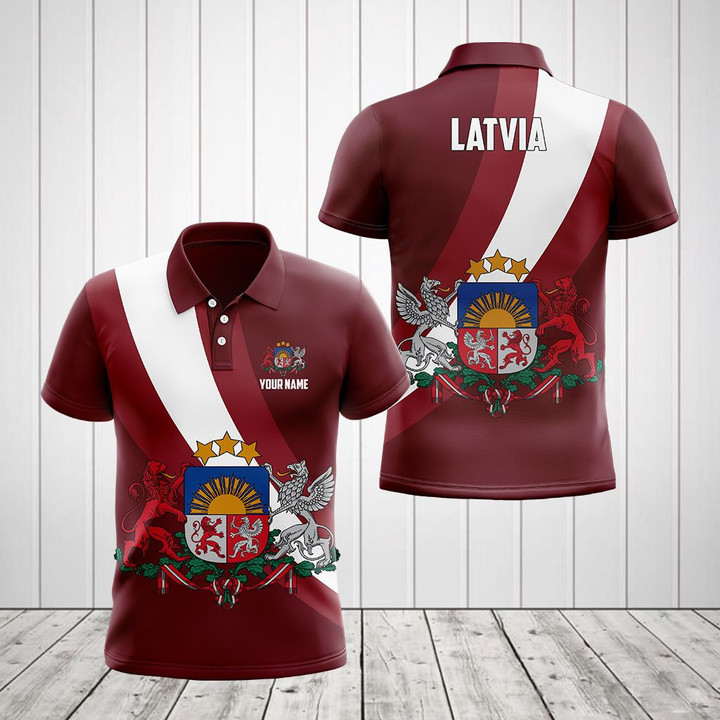 AIO Pride - Customize Latvia Flag And Coat Of Arms Unisex Adult Polo Shirt