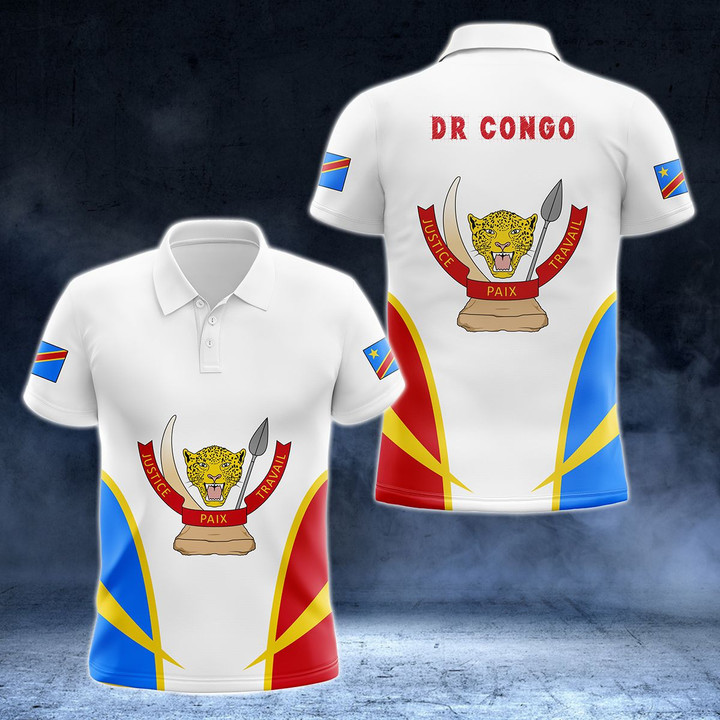 AIO Pride - DR Congo Coat Of Arms And Flag - New Version Unisex Adult Polo Shirt