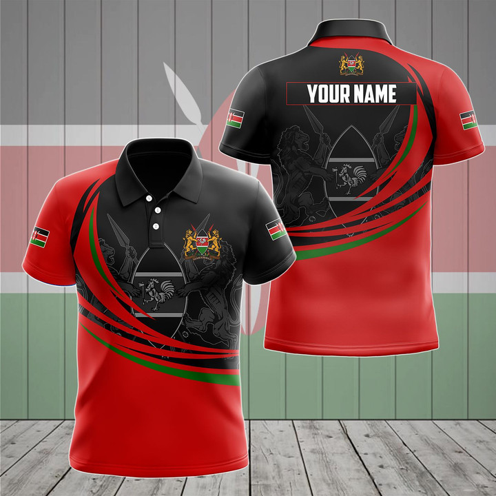 AIO Pride - Customize Kenya Coat Of Arms Whirlpool Design Unisex Adult Polo Shirt