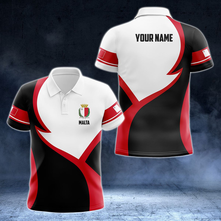 AIO Pride - Custom Name Malta Proud Country Unisex Adult Polo Shirt