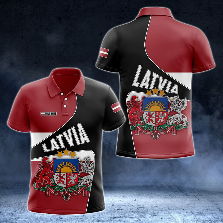 AIO Pride - Custom Name Latvia Flag 3D Version Unisex Adult Polo Shirt