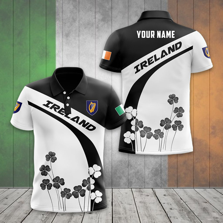 AIO Pride - Custom Name Ireland Coat Of Arms Flag 3D Unisex Adult Polo Shirt