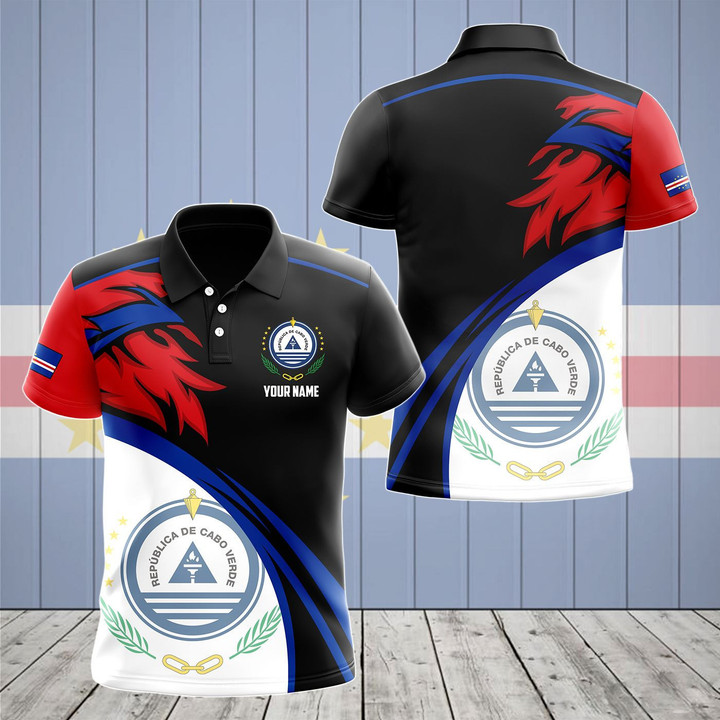 AIO Pride - Customize Cape Verde Coat Of Arms Fire Unisex Adult Polo Shirt