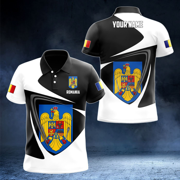 AIO Pride - Customize Romania Coat Of Arms - Flag V2 Unisex Adult Polo Shirt