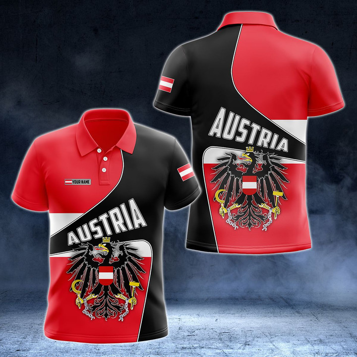 AIO Pride - Custom Name Austria Flag 3D Version Unisex Adult Polo Shirt