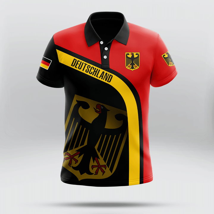 AIO Pride - Customize Line Flag Of Germany Color And Coat Of Arm Unisex Adult Polo Shirt
