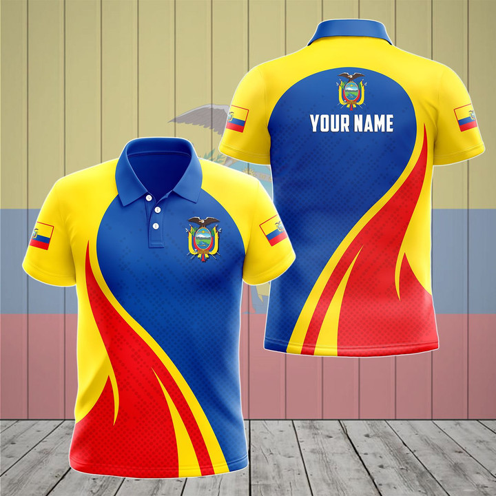 AIO Pride - Customize Ecuador Flag Color Fire Unisex Adult Polo Shirt