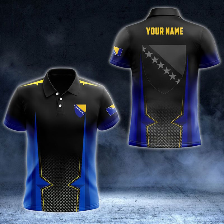 AIO Pride - Custom Name Bosnia Polygon 3D Unisex Adult Polo Shirt