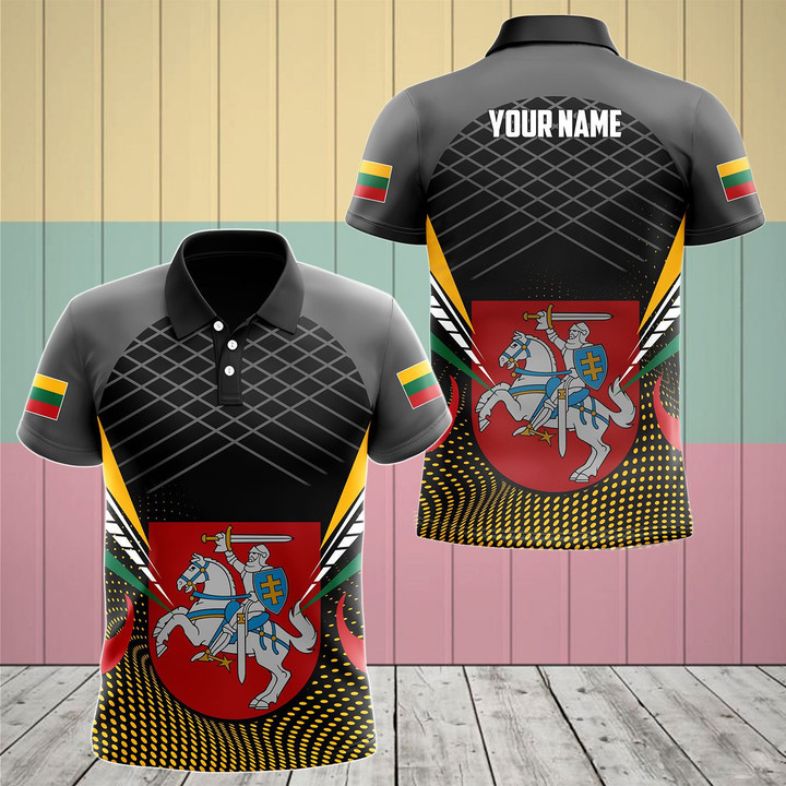 AIO Pride - Customize Lithuania 3D Dot Pattern Unisex Adult Polo Shirt