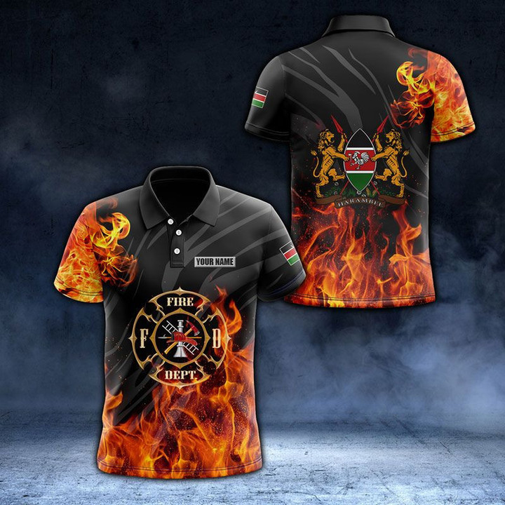 AIO Pride - The Kenya Fire Deffend Coat Of Arms 3D Unisex Adult Polo Shirt