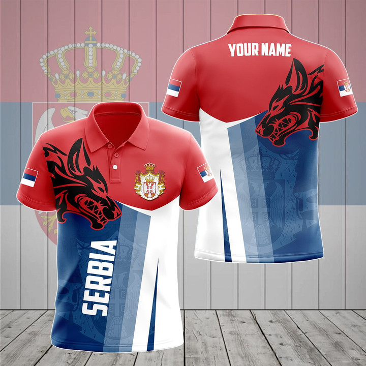 AIO Pride - Customize Serbia Proud With Wolf Unisex Adult Polo Shirt