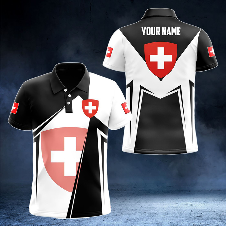 AIO Pride - Customize Switzerland Coat Of Arms In Your Heart Unisex Adult Polo Shirt