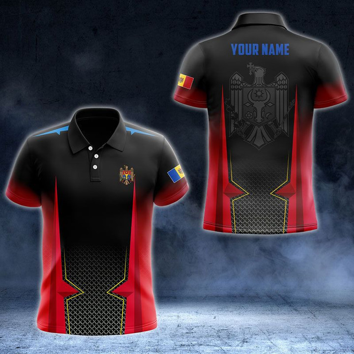 AIO Pride - Custom Name Moldova Polygon 3D Unisex Adult Polo Shirt