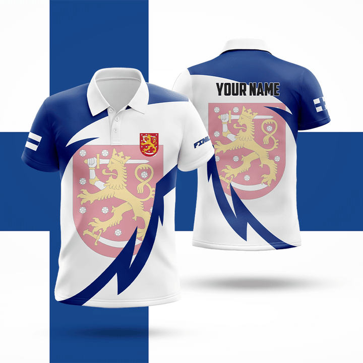 AIO Pride - Customize Vortex Symbol And Coat Of Arm Finland Unisex Adult Polo Shirt