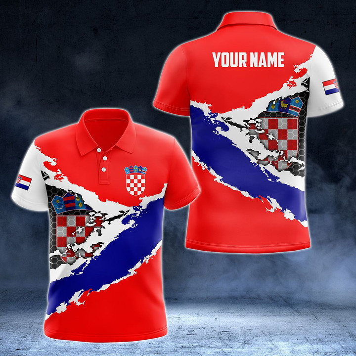 AIO Pride - Custom Name Croatia Flag Proud Country Unisex Adult Polo Shirt