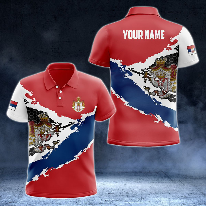 AIO Pride - Custom Name Serbia Flag Proud Country Unisex Adult Polo Shirt