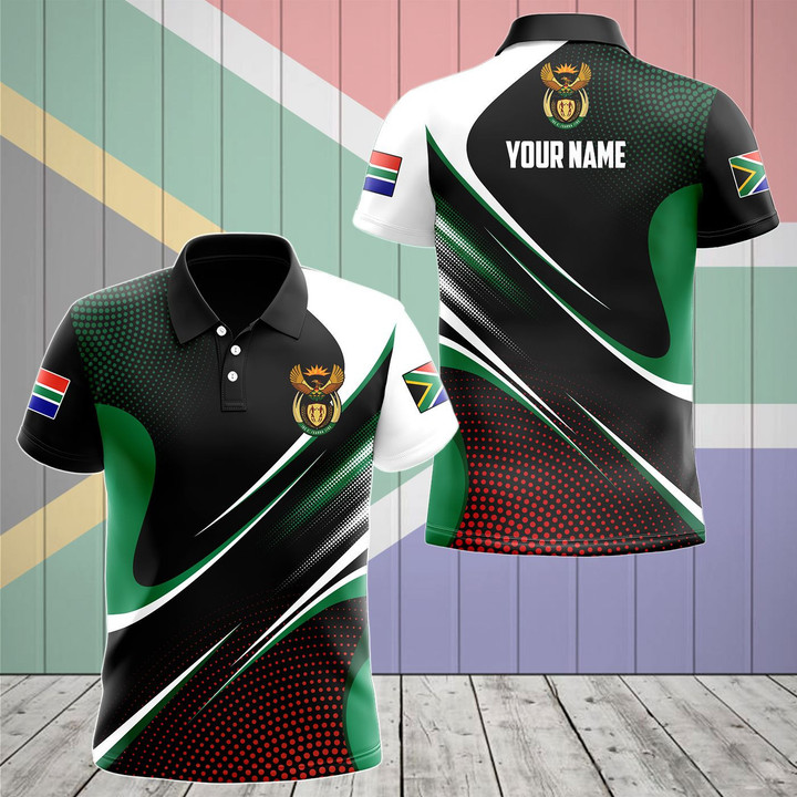 AIO Pride - Customize South Africa Coat Of Arms Special Dot Pattern Unisex Adult Polo Shirt