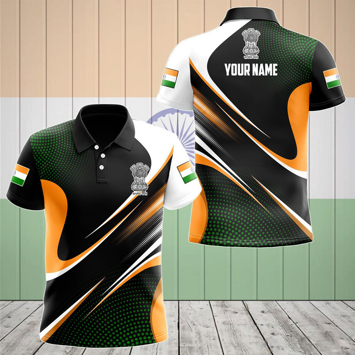 AIO Pride - Customize India Coat Of Arms Sport Dot Pattern Unisex Adult Polo Shirt