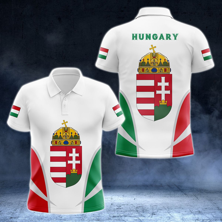 AIO Pride - Hungary Coat Of Arms And Flag - New Version Unisex Adult Polo Shirt