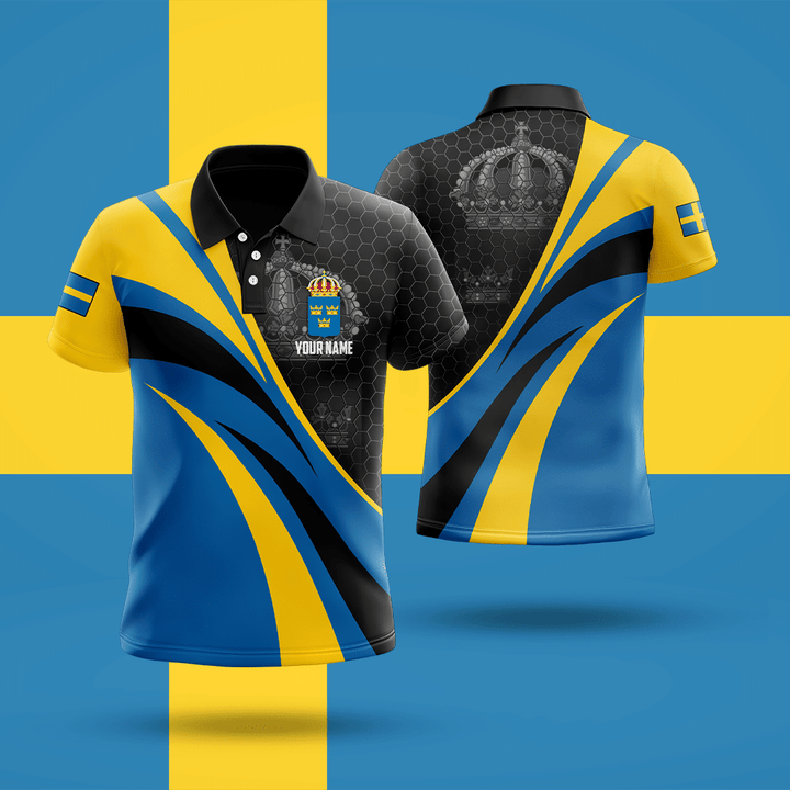 AIO Pride - Customize Sweden Wind Symbol And Coat Of Arm Unisex Adult Polo Shirt