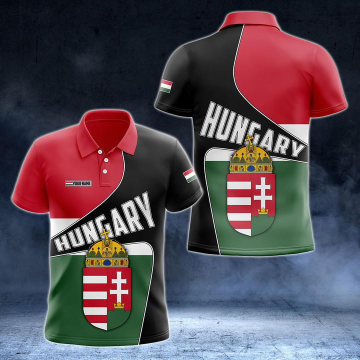 AIO Pride - Custom Name Hungary Flag 3D Version Unisex Adult Polo Shirt