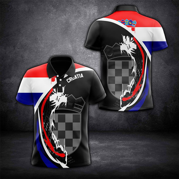 AIO Pride - Love Croatia Textize Waves 3D Unisex Adult Polo Shirt
