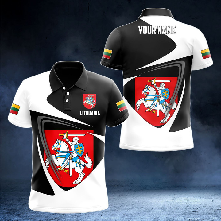 AIO Pride - Customize Lithuania Coat Of Arms - Flag V2 Unisex Adult Polo Shirt