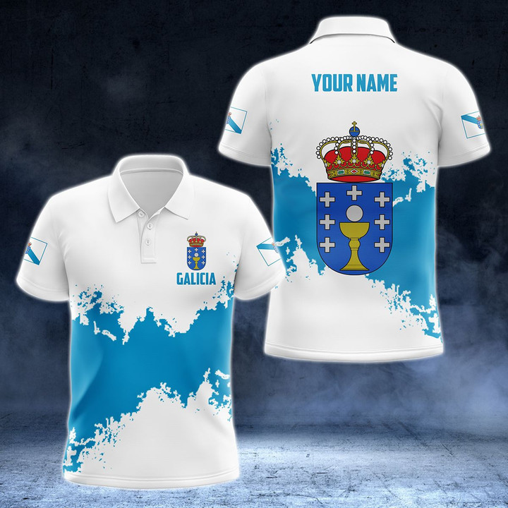 AIO Pride - Customize Galicia Flag Color New Version Unisex Adult Polo Shirt