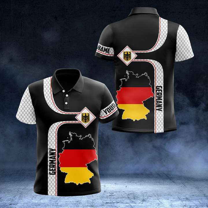 AIO Pride - Custom Name Germany Flag Map 3D Coat Of Arms Unisex Adult Polo Shirt