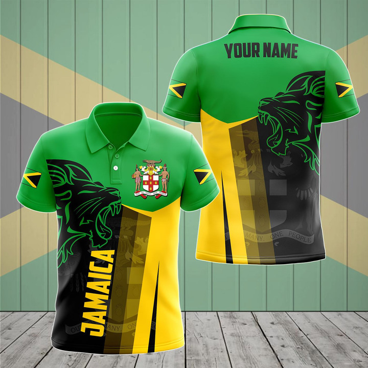AIO Pride - Customize Jamaica Proud With Lion Unisex Adult Polo Shirt