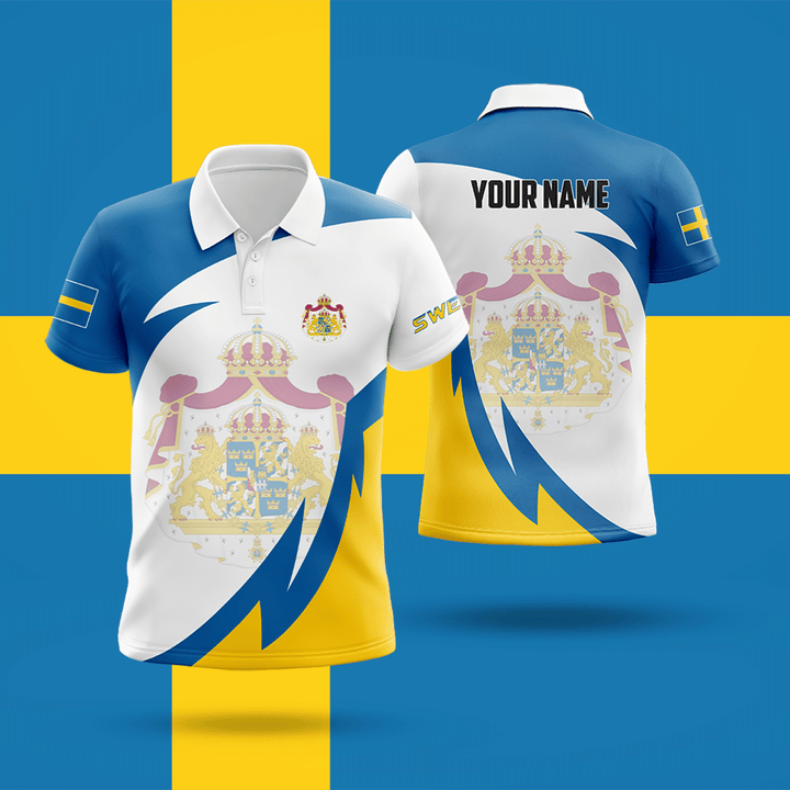 AIO Pride - Customize Vortex Symbol And Coat Of Arm Sweden Unisex Adult Polo Shirt