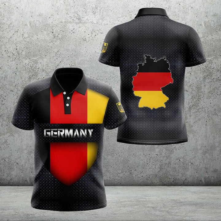 AIO Pride - Germany Flag Map Shield 3D Unisex Adult Polo Shirt