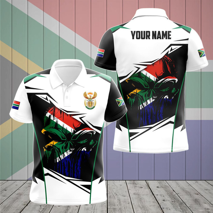 AIO Pride - Customize South Africa Skull Special Version Unisex Adult Polo Shirt