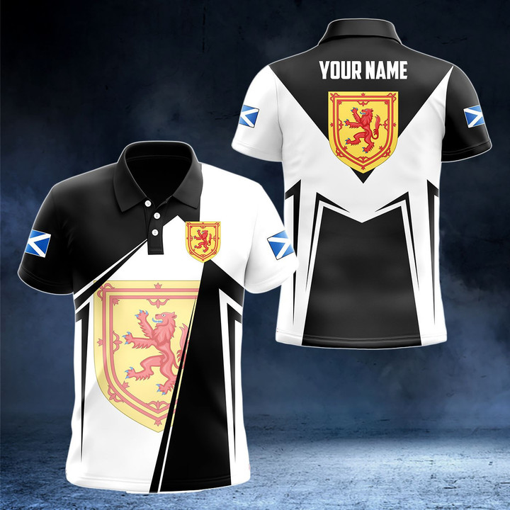 AIO Pride - Customize Scotland Coat Of Arms In Your Heart Unisex Adult Polo Shirt