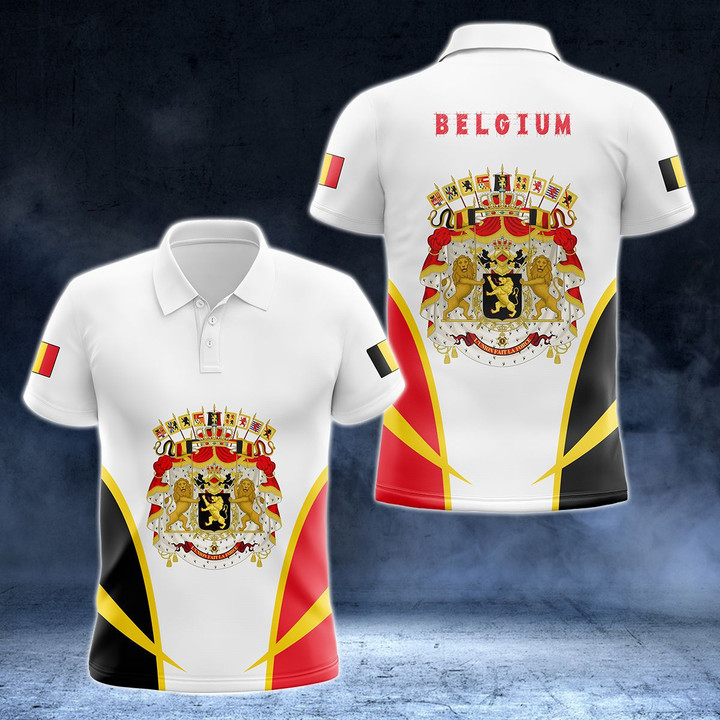 AIO Pride - Belgium Coat Of Arms And Flag - New Version Unisex Adult Polo Shirt