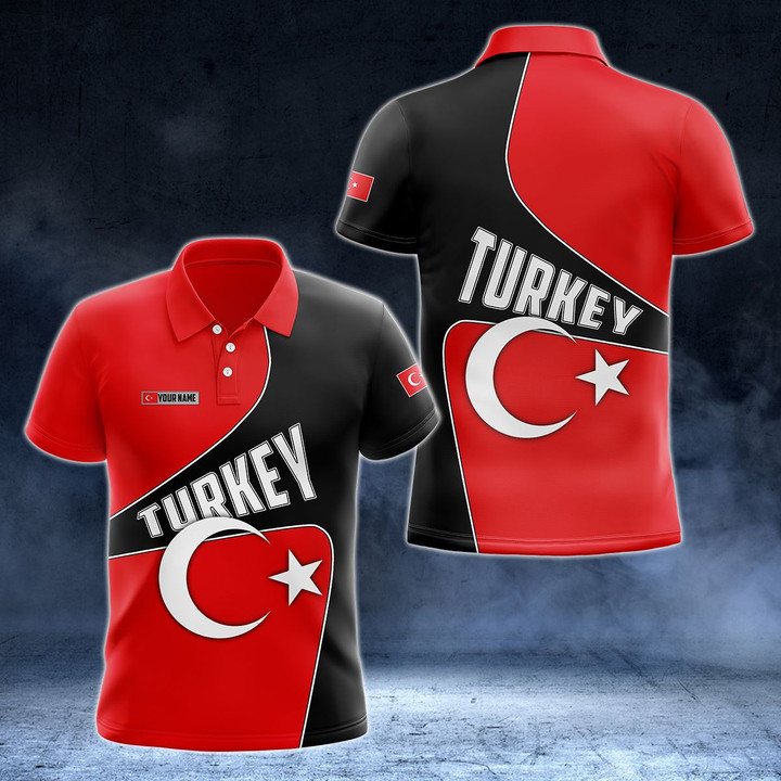 AIO Pride - Custom Name Turkey Flag 3D Version Unisex Adult Polo Shirt