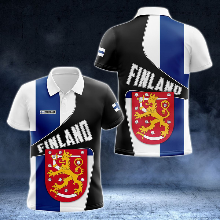 AIO Pride - Custom Name Finland Flag 3D Version Unisex Adult Polo Shirt
