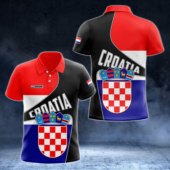 AIO Pride - Custom Name Croatia Flag 3D Version Unisex Adult Polo Shirt