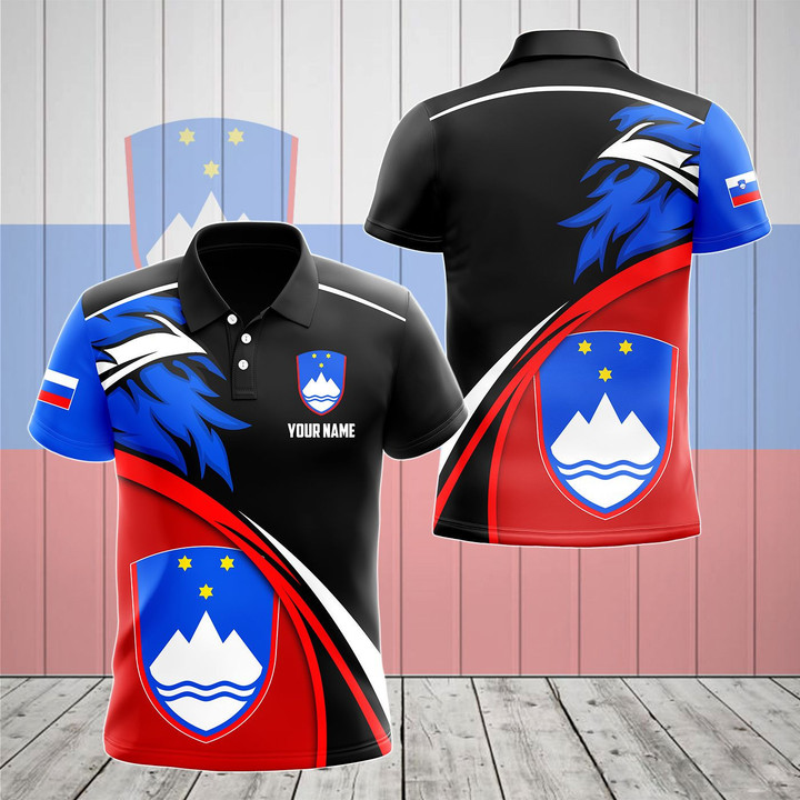 AIO Pride - Customize Slovenia Coat Of Arms Fire Unisex Adult Polo Shirt