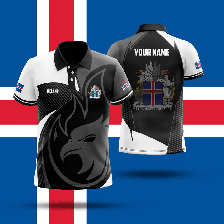AIO Pride - Customize Iceland Eagle Symbol And Coat Of Arm Unisex Adult Polo Shirt
