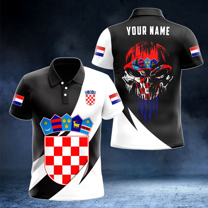 AIO Pride - Customize Croatia Big Coat Of Arms Skull Flag Unisex Adult Polo Shirt
