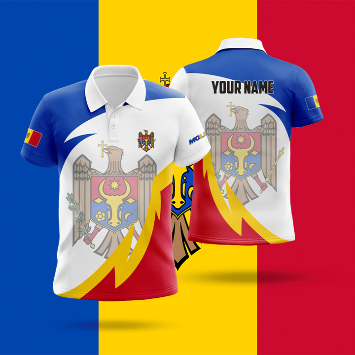 AIO Pride - Customize Vortex Symbol And Coat Of Arm Moldova Unisex Adult Polo Shirt