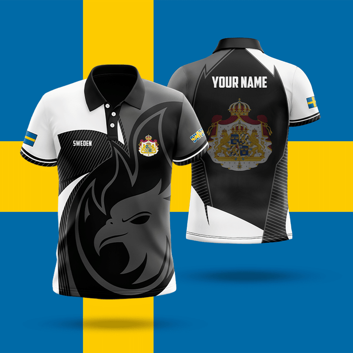 AIO Pride - Customize Sweden Eagle Symbol And Coat Of Arm Unisex Adult Polo Shirt